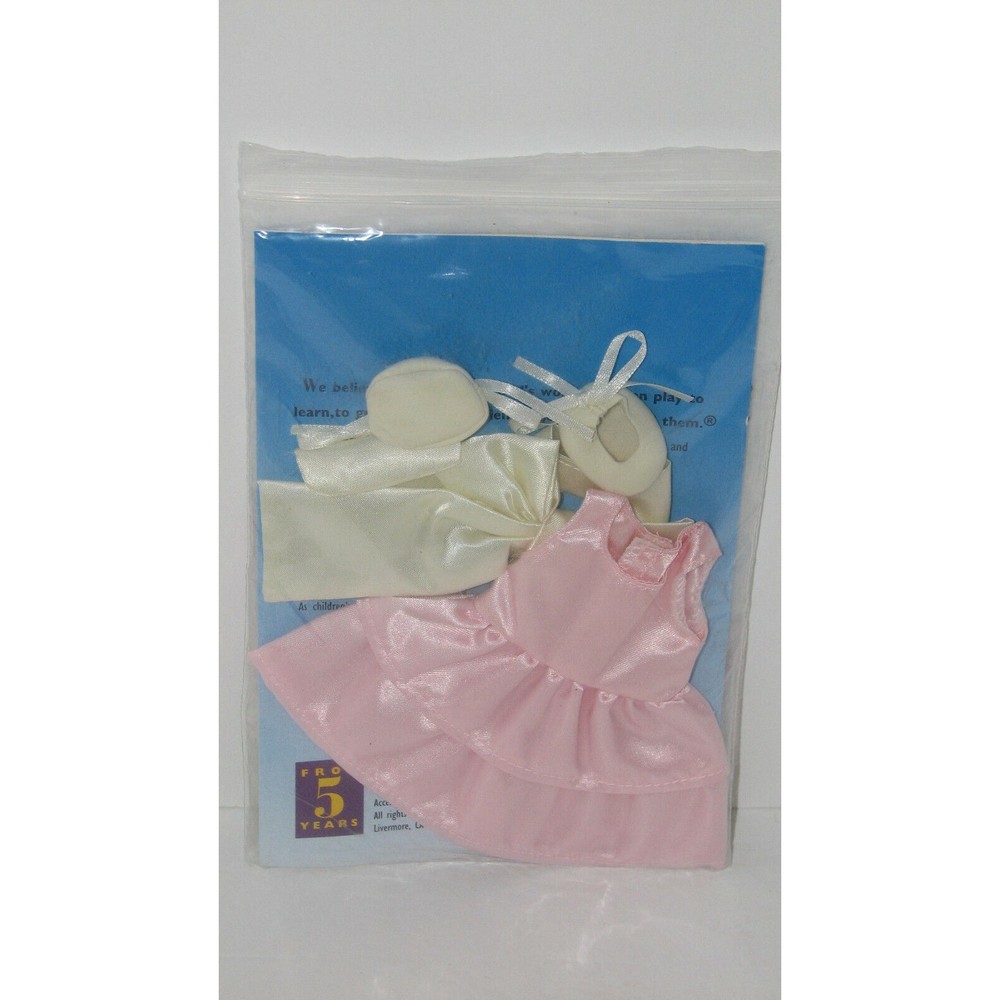 VTG Discovery Toys Softly Sarah Doll Outfit Pink Dress, White Shoes Purse NEW